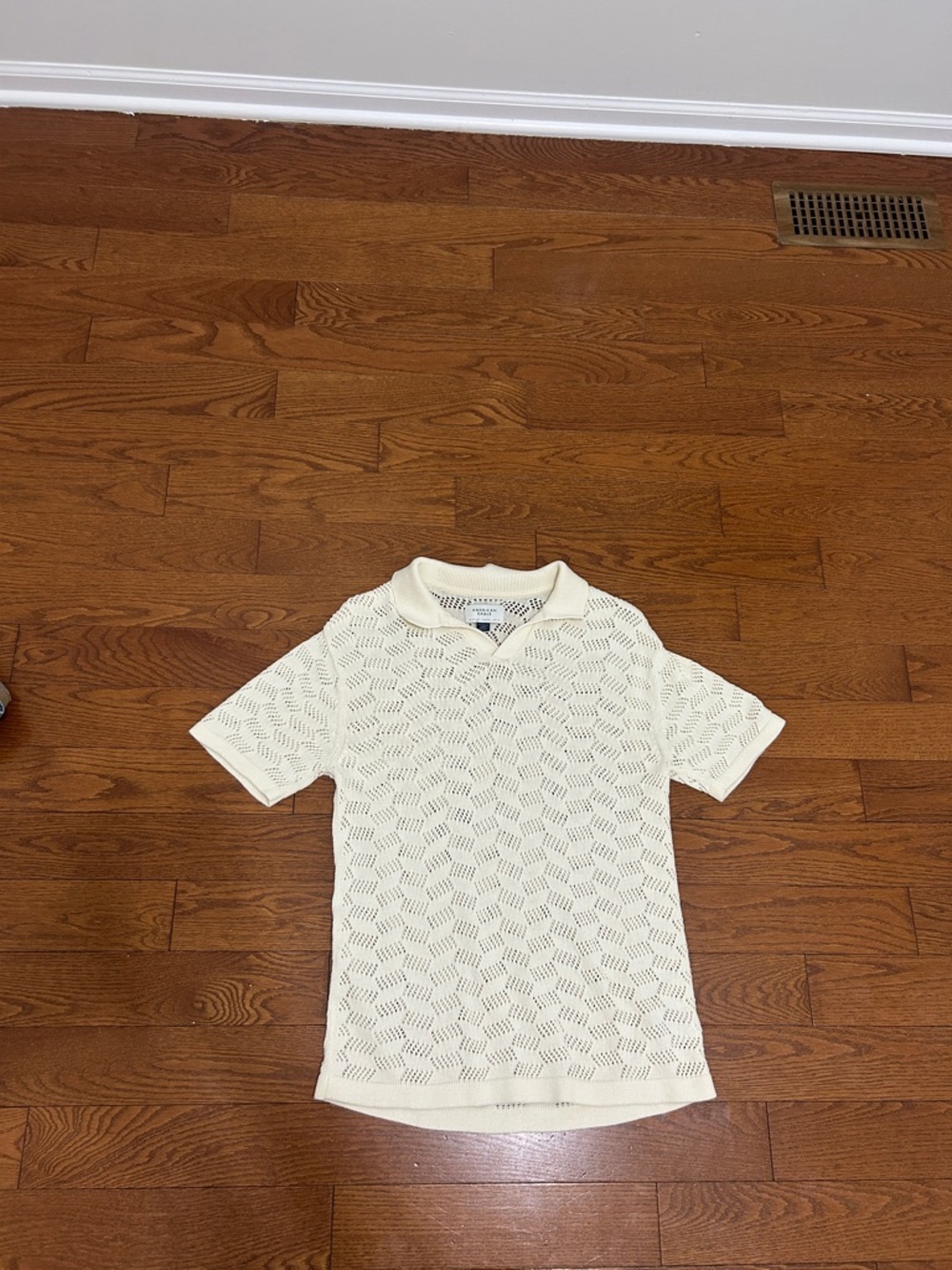 American Eagle Outfitters Cream Knit Polo for men